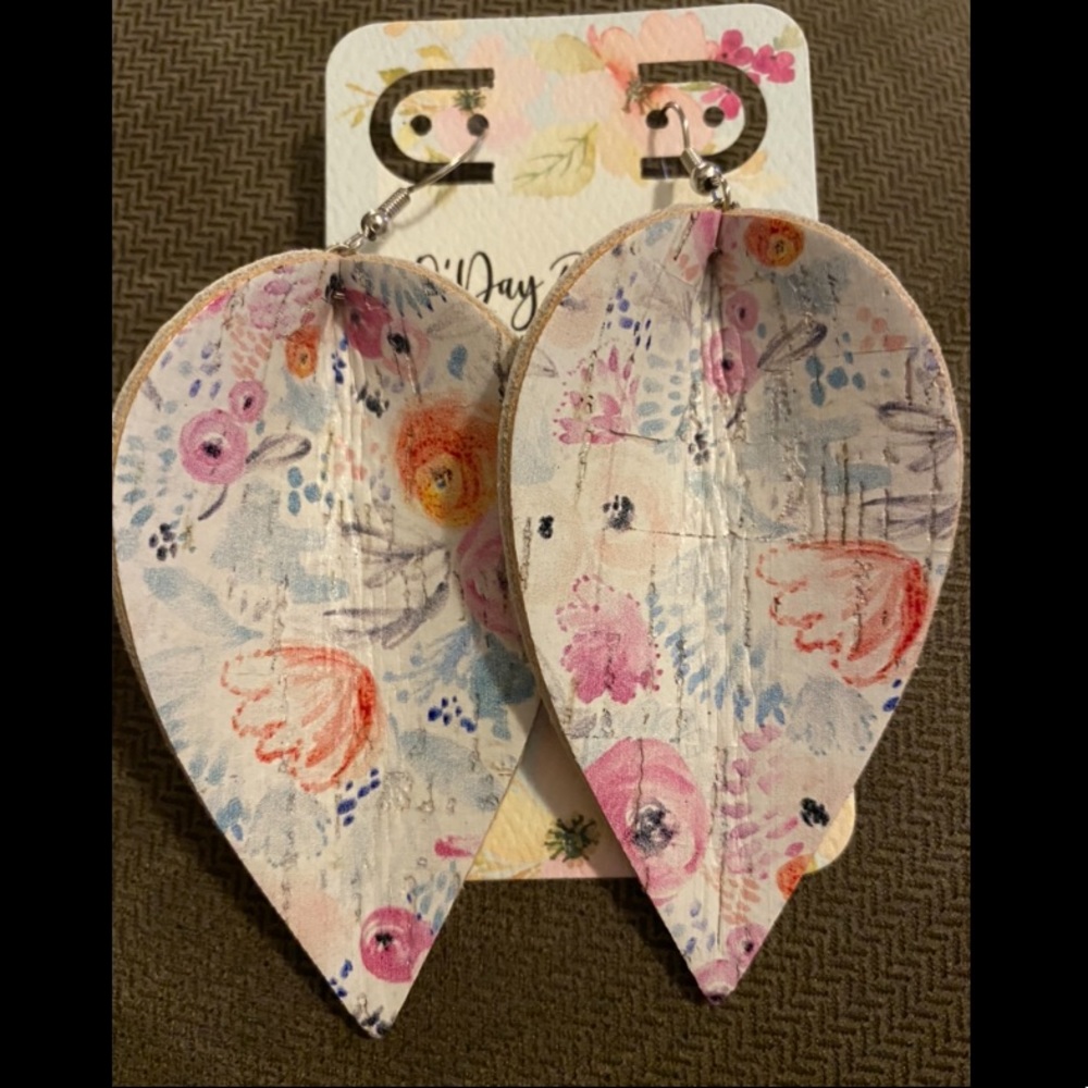 NEW Genuine Cork & Leather Earrings